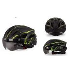 Sport si Outdoor - Echipament Sportiv - Accesorii echipament sportiv - Casti de protectie - Casca protectie Bicicleta/Trotineta Electrica FIXATO,Viziera detasabila,Aerodinamica,Dimensiune reglabila,Negru cu Verde - Infinity.ro