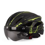 Sport si Outdoor - Echipament Sportiv - Accesorii echipament sportiv - Casti de protectie - Casca protectie Bicicleta/Trotineta Electrica FIXATO,Viziera detasabila,Aerodinamica,Dimensiune reglabila,Negru cu Verde - Infinity.ro