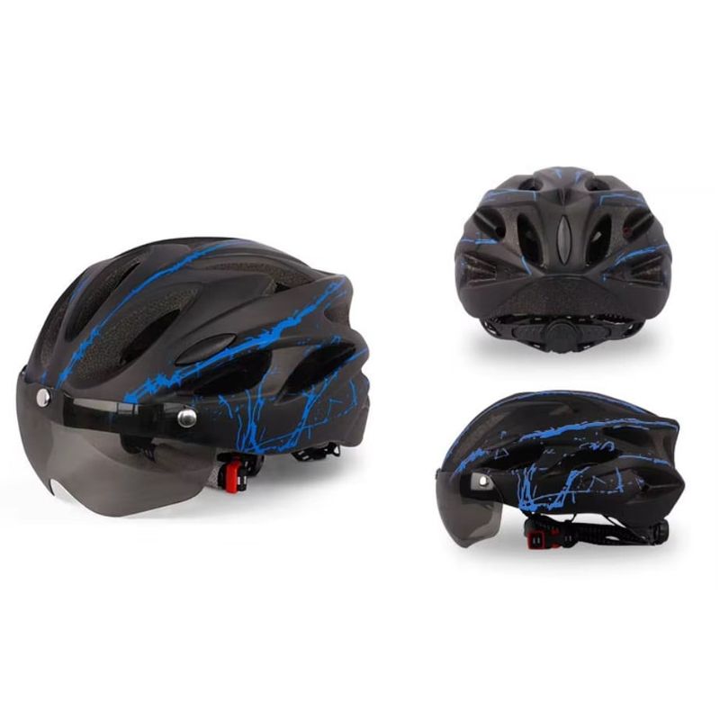 Sport si Outdoor - Echipament Sportiv - Accesorii echipament sportiv - Casti de protectie - Casca protectie Bicicleta/Trotineta Electrica FIXATO, Viziera detasabila, Dimensiune reglabila, Negru cu Albastru - Infinity.ro