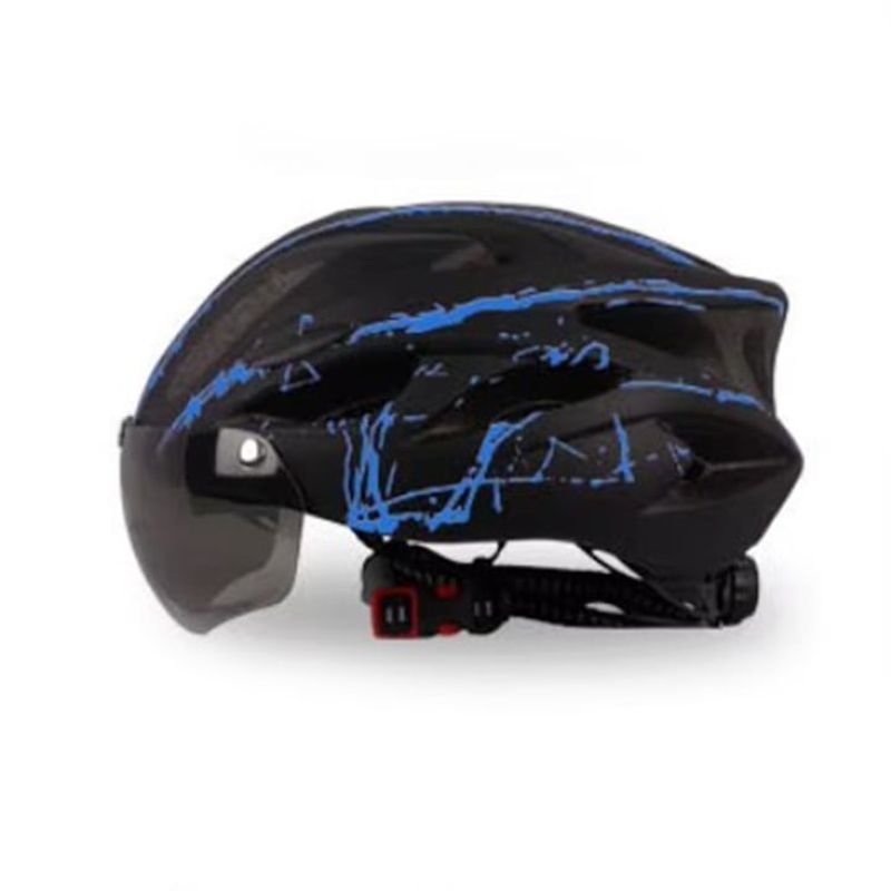 Sport si Outdoor - Echipament Sportiv - Accesorii echipament sportiv - Casti de protectie - Casca protectie Bicicleta/Trotineta Electrica FIXATO, Viziera detasabila, Dimensiune reglabila, Negru cu Albastru - Infinity.ro