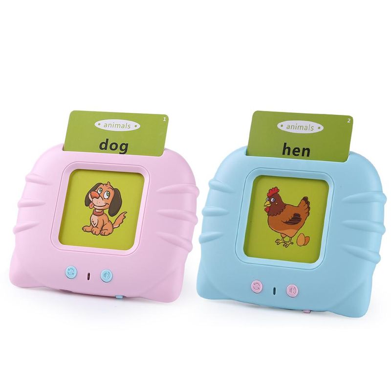 Jucarii, Copii si Bebe - Jucarii si jocuri - Jucarii & jocuri educative - Jocuri si jucarii educative - Aparat de Invatat Limba Engleza Tip Pisica cu 112 Carduri Pentru Copii.Dispozitiv cu Functie Vocala. Roz / Albastru - Infinity.ro