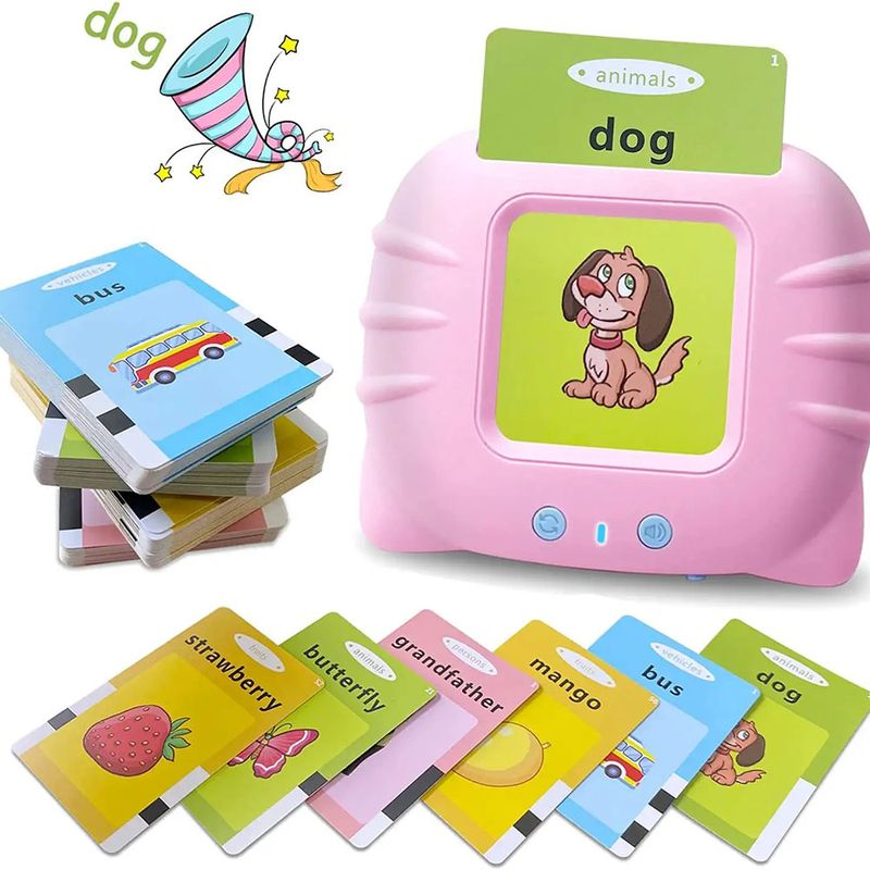 Jucarii, Copii si Bebe - Jucarii si jocuri - Jucarii & jocuri educative - Jocuri si jucarii educative - Aparat de Invatat Limba Engleza Tip Pisica cu 112 Carduri Pentru Copii.Dispozitiv cu Functie Vocala. Roz / Albastru - Infinity.ro