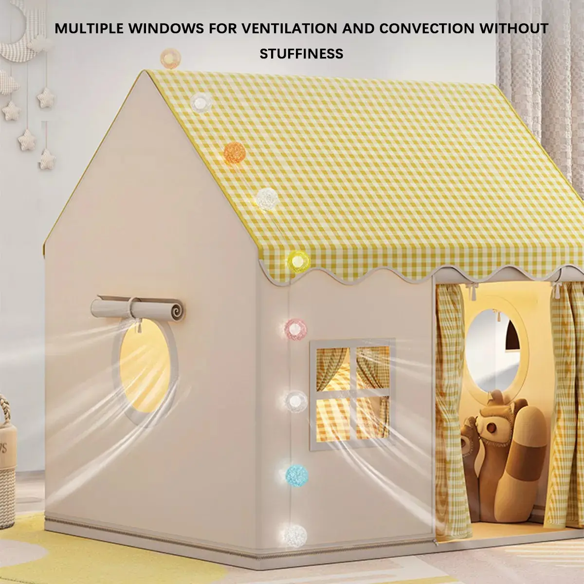 Cort de Joaca pentru Copii, Casuta Textila Pliabila, Interior/Exterior, 120x105x128cm