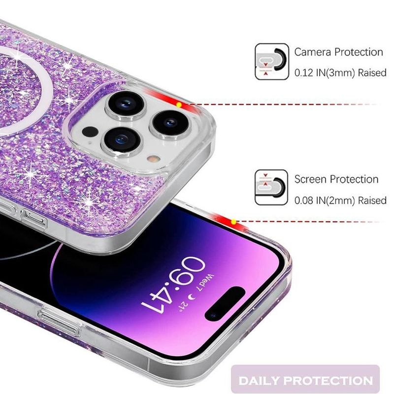 Laptop, Telefoane si Tablete - Telefoane mobile si accesorii - Accesorii Telefoane - Huse telefoane - Husa pentru iPhone 16 Pro - Techsuit Sparkly Glitter MagSafe - Magenta - Infinity.ro
