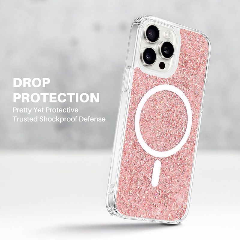 Laptop, Telefoane si Tablete - Telefoane mobile si accesorii - Accesorii Telefoane - Huse telefoane - Husa pentru iPhone 16 Pro - Techsuit Sparkly Glitter MagSafe - Magenta - Infinity.ro