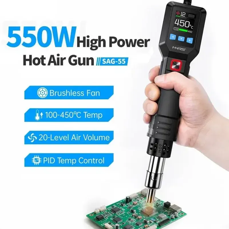 Casa si Gradina - Constructii - Scule electrice si accesorii - Pistoale de lipit - Pistol cu aer cald 550W pentru dezlipit FNIRSI SAG-55 S - Infinity.ro