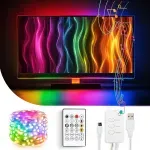 Casa si Gradina - Corpuri si surse de iluminat - Iluminat exterior - Instalatii luminoase exterior - Sir 3m lumina Smart TV - USB 30 LED-uri RGB Bluetooth/telecomanda 58387 - Infinity.ro