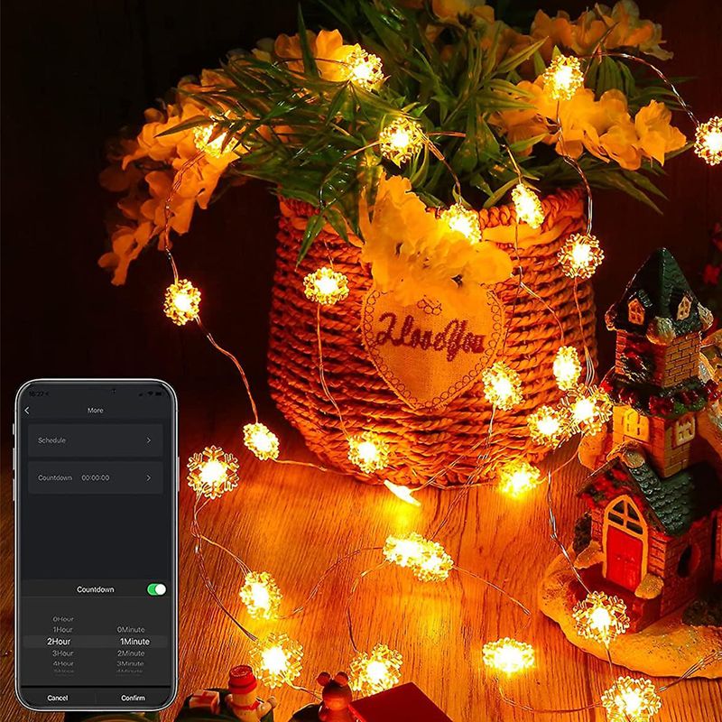 Casa si Gradina - Corpuri si surse de iluminat - Iluminat exterior - Instalatii luminoase exterior - Sir de lumina inteligenta fulg de zapada USB - 20 LED micro RGBIC 16 milioane de culori 2m IP55 WI-FI bluetooth 5.0 - Infinity.ro