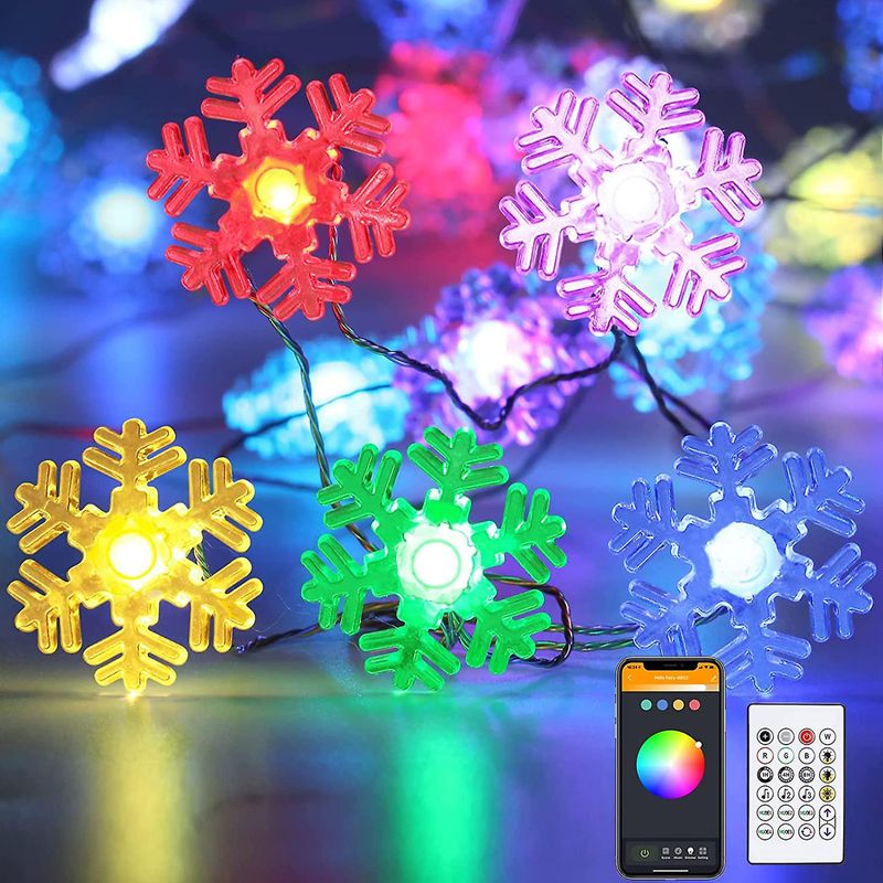 Casa si Gradina - Corpuri si surse de iluminat - Iluminat exterior - Instalatii luminoase exterior - Sir de lumina inteligenta fulg de zapada USB - 20 LED micro RGBIC 16 milioane de culori 2m IP55 WI-FI bluetooth 5.0 - Infinity.ro