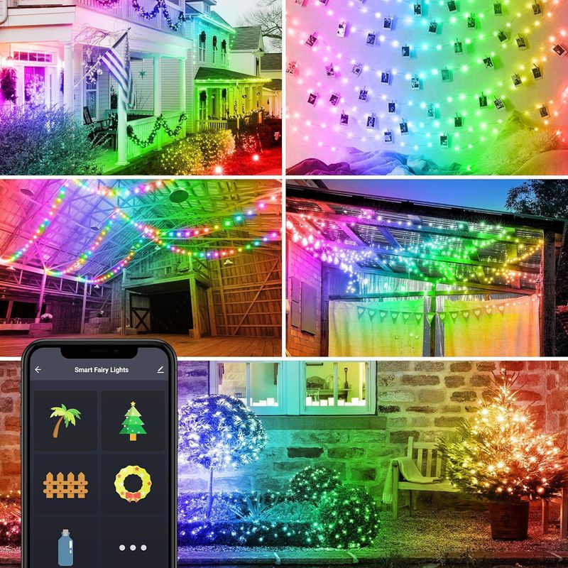 Casa si Gradina - Corpuri si surse de iluminat - Iluminat exterior - Instalatii luminoase exterior - Sir de lumini inteligente WI-FI USB - 33 LED micro RGBIC 16 milioane de culori 5m IP44 Bluetooth 5.0 - Infinity.ro