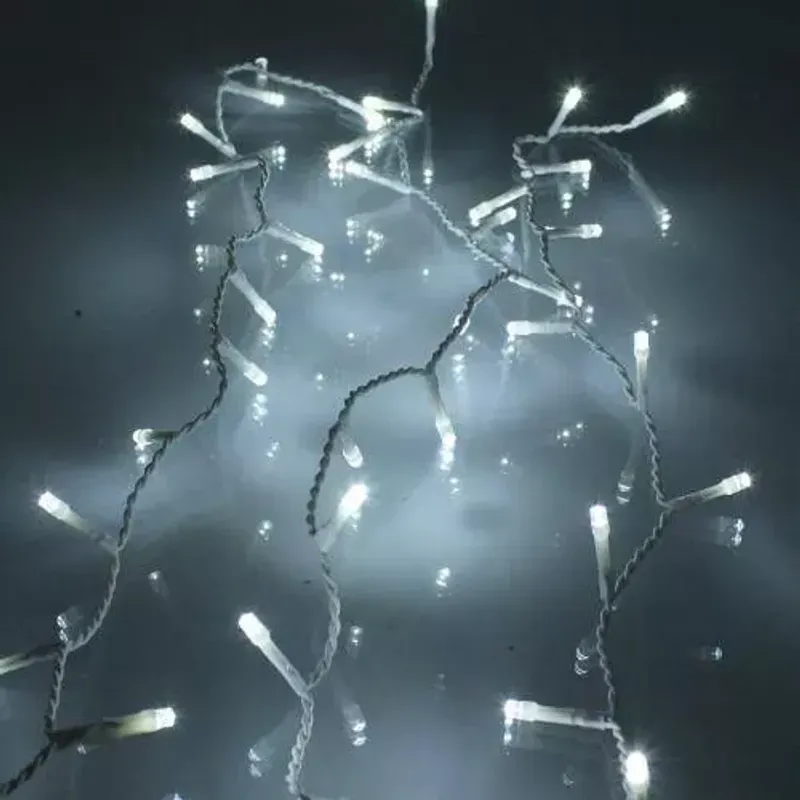 Casa si Gradina - Corpuri si surse de iluminat - Iluminat exterior - Instalatii luminoase exterior - Perdea luminoasa tip turturi 300 LED-uri albe lumina rece cu jocuri de lumini 5.9m cablu transparent well - Infinity.ro