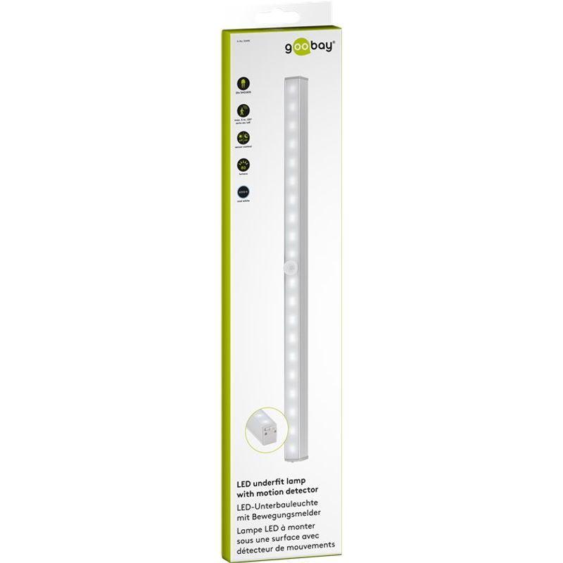 Casa si Gradina - Corpuri si surse de iluminat - Veioze si lampi - Lampi de veghe - Lampa LED alb rece 6500K 160lm 2.2W cu detector de miscare intrerupator 6x AAA 55498 Goobay - Infinity.ro