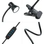 Casa si Gradina - Corpuri si surse de iluminat - Veioze si lampi - Lampi de veghe - Lampa LED de birou flexibila cu clema/ USB/ 500lm reglaj intensitate si temperatura de culoare/ negru Phenom 20258 - Infinity.ro