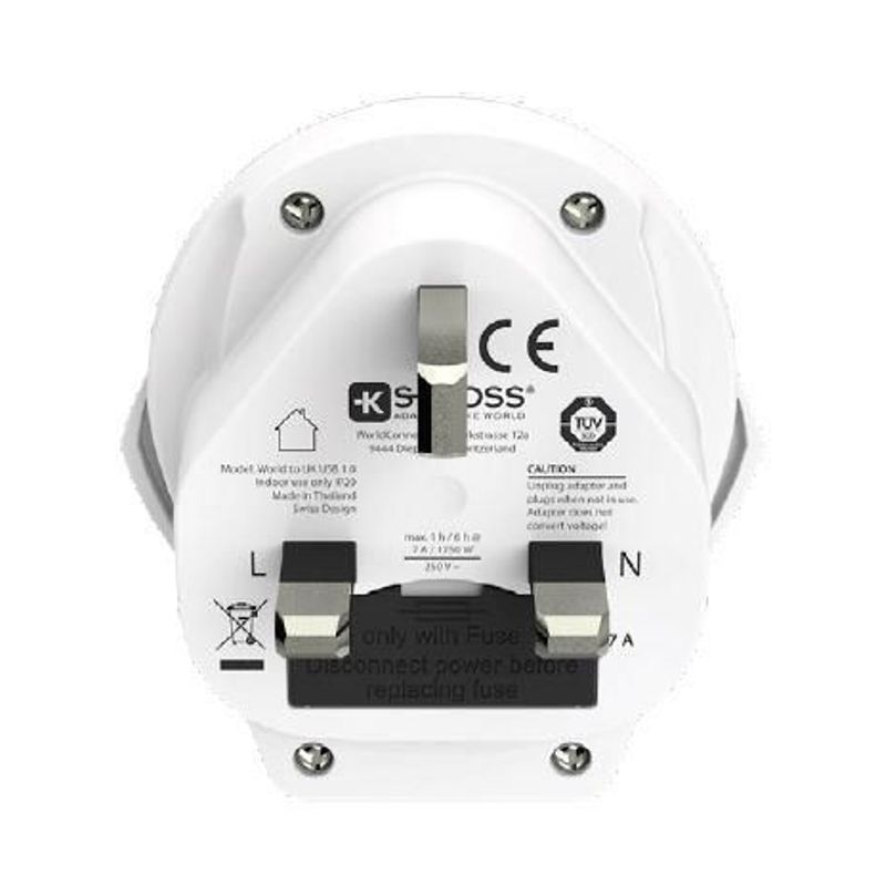 Casa si Gradina - Electrice - Accesorii electrice - Accesorii prize si intrerupatoare - Adaptor priza universal Skross 1.500267 World (Europa Australia China Marea Britanie SUA Japonia Italia Brazilia) la UK cu USB - Infinity.ro