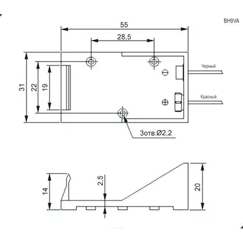 Casa si Gradina - Electrice - Accesorii electrice - Baterii, acumulatori si incarcatoare - BH-9V A Suport baterie 9V 6F22 6LR61 x1buc cu terminal cablu 150mm COMF - Infinity.ro