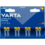 Casa si Gradina - Electrice - Accesorii electrice - Baterii, acumulatori si incarcatoare - Set 8 baterii VARTA LONGLIFE POWER alcaline AAA LR03 1.5V 749 896 - Infinity.ro
