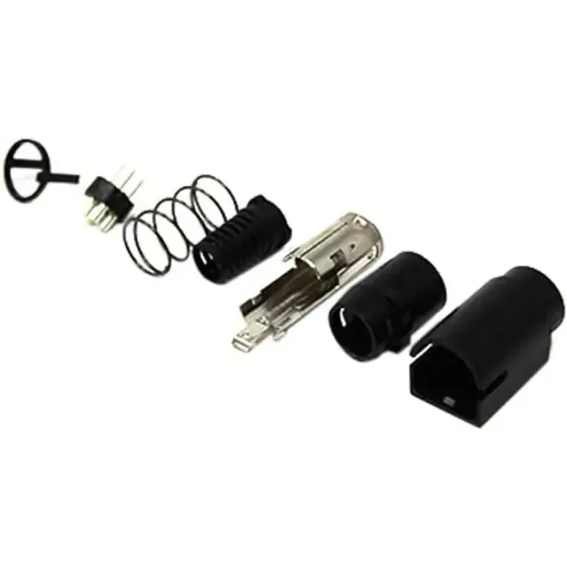 Casa si Gradina - Electrice - Cabluri electrice si conductori - Mufa conector alimentare DC tata 3 pini lipire 6.5mm montare pe cablu Ninigi PC-MDP-401-3P - Infinity.ro