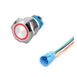 Casa si Gradina - Electrice - Distributie electrica si comanda - Intrerupatoare - Intrerupator buton LED rosu SW 3 ON-OFF cu retinere metal 19mm 12-24V - Infinity.ro