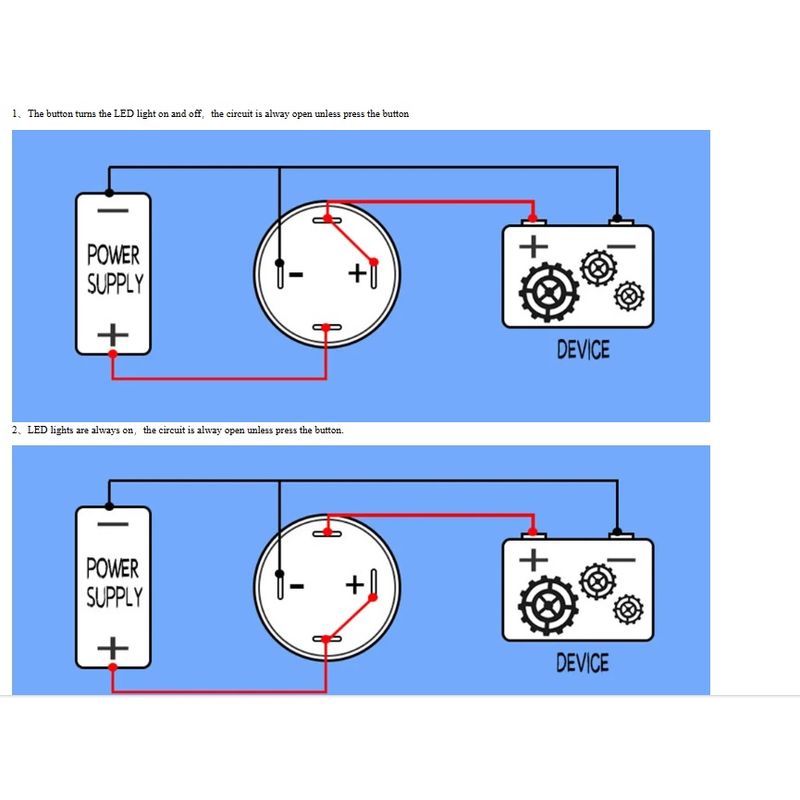 Casa si Gradina - Electrice - Distributie electrica si comanda - Intrerupatoare - Intrerupator buton SW1 OFF-(ON) fara retinere metal 12mm 12-24V LED albastru - Infinity.ro
