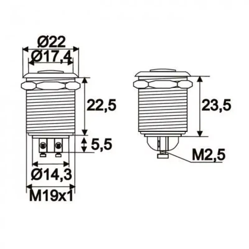 Casa si Gradina - Electrice - Distributie electrica si comanda - Intrerupatoare - Buton 1 circuit 2A 250V OFF-(ON) fara retinere metal resistent la apa - Infinity.ro