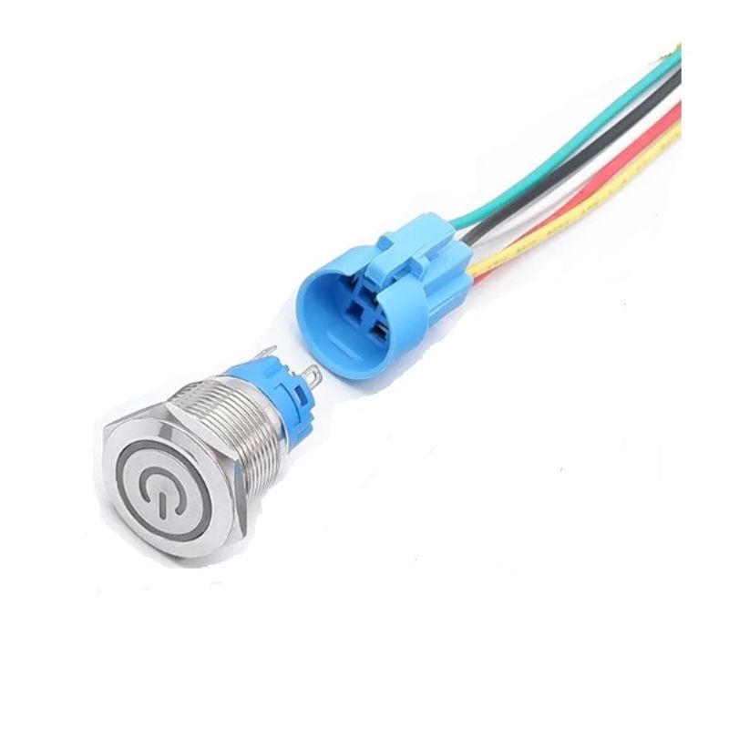 Casa si Gradina - Electrice - Distributie electrica si comanda - Intrerupatoare - Intrerupator buton SW 3 ON-OFF cu retinere metal 19mm 12-24V LED albastru - Infinity.ro