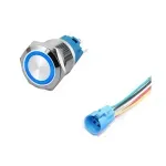 Casa si Gradina - Electrice - Distributie electrica si comanda - Intrerupatoare - Intrerupator buton SW 3 ON-OFF cu retinere metal 19mm 12-24V LED albastru - Infinity.ro