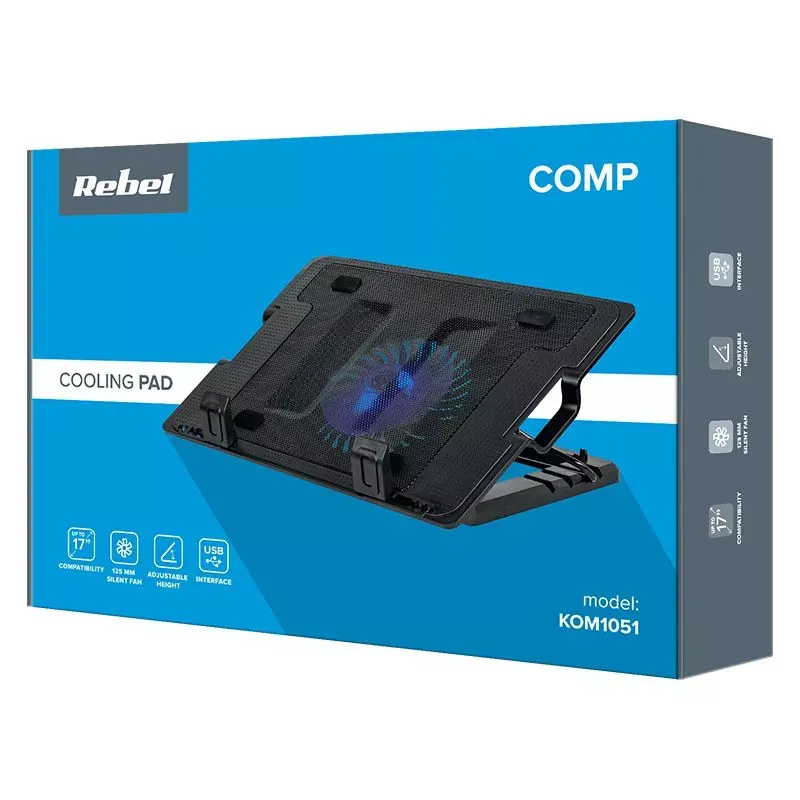 Laptop, Telefoane si Tablete - Laptopuri si accesorii - Accesorii Laptop - Standuri/Coolere notebook - Ventilator suport laptop 14-17 inch REBEL - Infinity.ro