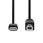 Laptop, Telefoane si Tablete - Telefoane mobile si accesorii - Accesorii Telefoane - Cabluri si adaptoare telefoane - Cablu imprimanta Nedis CCGB60650BK20 USB-C 2.0 tata - USB-B 2.0 tata cupru 2m negru - Infinity.ro