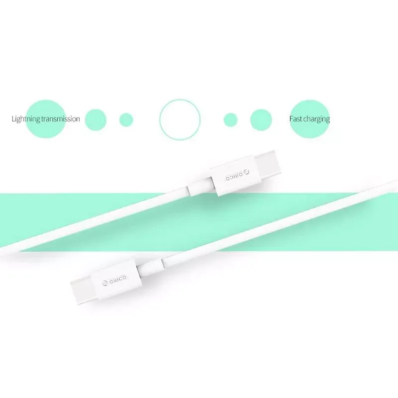 Laptop, Telefoane si Tablete - Telefoane mobile si accesorii - Accesorii Telefoane - Cabluri si adaptoare telefoane - Cablu USB type C tata-tata 1m alb Orico BCU-10 - Infinity.ro
