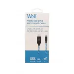 Laptop, Telefoane si Tablete - Telefoane mobile si accesorii - Accesorii Telefoane - Cabluri si adaptoare telefoane - Cablu date incarcare micro USB 1m 2.1A Well flux de lumina albastra - Infinity.ro