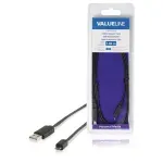 Laptop, Telefoane si Tablete - Telefoane mobile si accesorii - Accesorii Telefoane - Cabluri si adaptoare telefoane - Cablu USB 2.0 USB A tata - micro USB B tata plat 1m negru Valueline - Infinity.ro