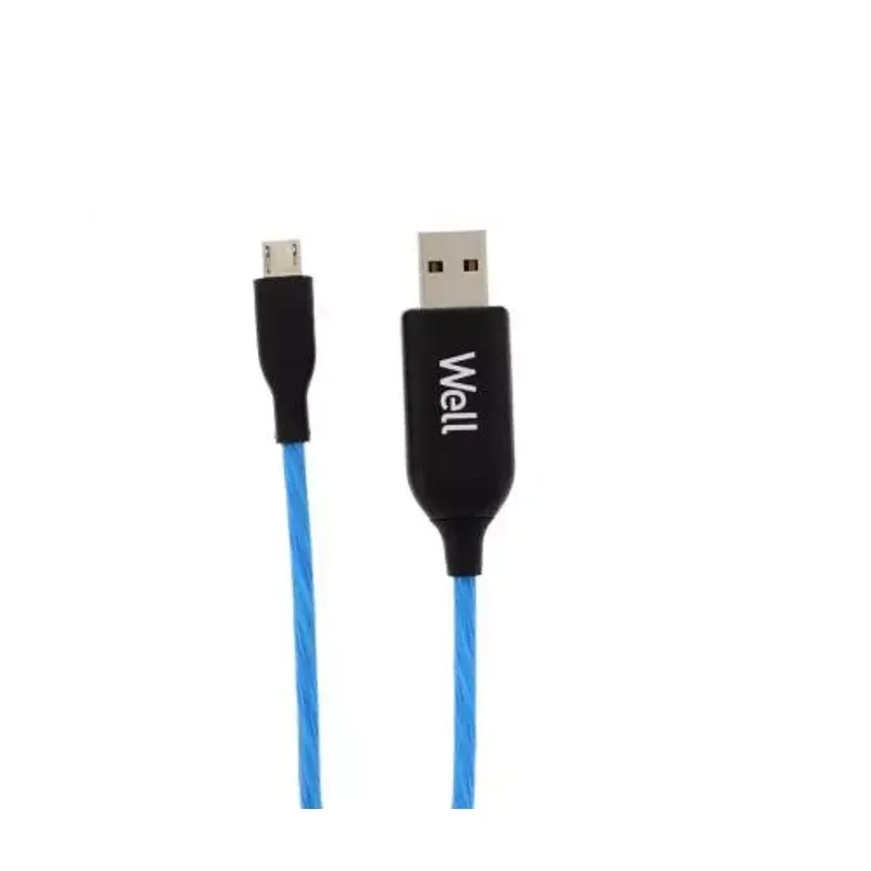 Laptop, Telefoane si Tablete - Telefoane mobile si accesorii - Accesorii Telefoane - Cabluri si adaptoare telefoane - Cablu date incarcare micro USB 1m 2.1A Well flux de lumina albastra - Infinity.ro