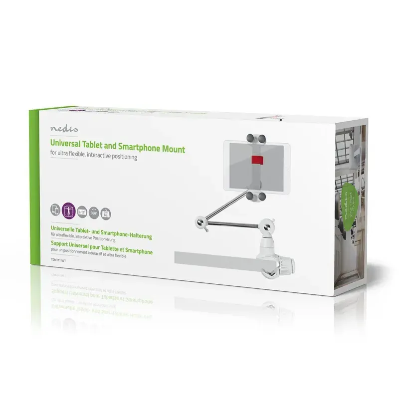 Laptop, Telefoane si Tablete - Telefoane mobile si accesorii - Accesorii Telefoane - Suport si docking telefoane - Suport Nedis TDMT111WT pentru tableta si smartphone 4-12" rotire 360 brat pliabil - Infinity.ro