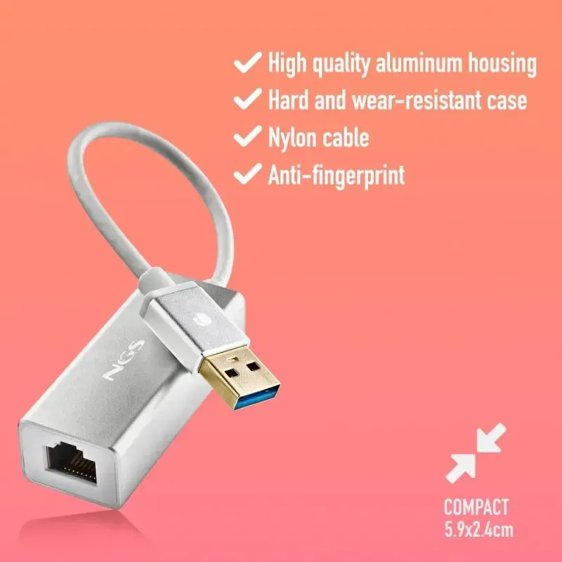 PC, gaming si accesorii - Retelistica - Placi de retea - Adaptor retea NGS Hacker 3.0 USB3.0 la RJ45 1000Mbit/s Gigabit Ethernet - Infinity.ro