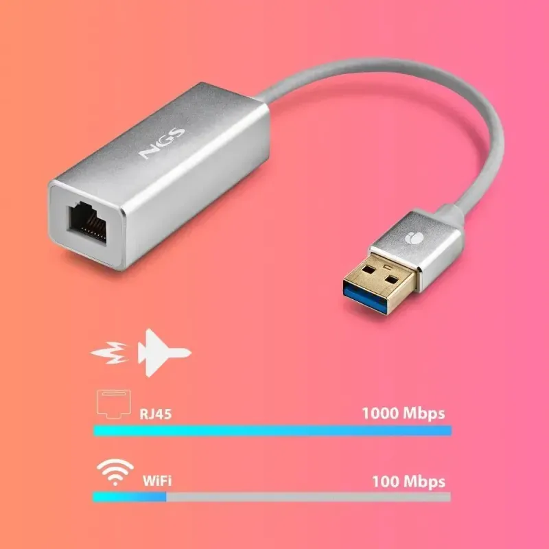 PC, gaming si accesorii - Retelistica - Placi de retea - Adaptor retea NGS Hacker 3.0 USB3.0 la RJ45 1000Mbit/s Gigabit Ethernet - Infinity.ro