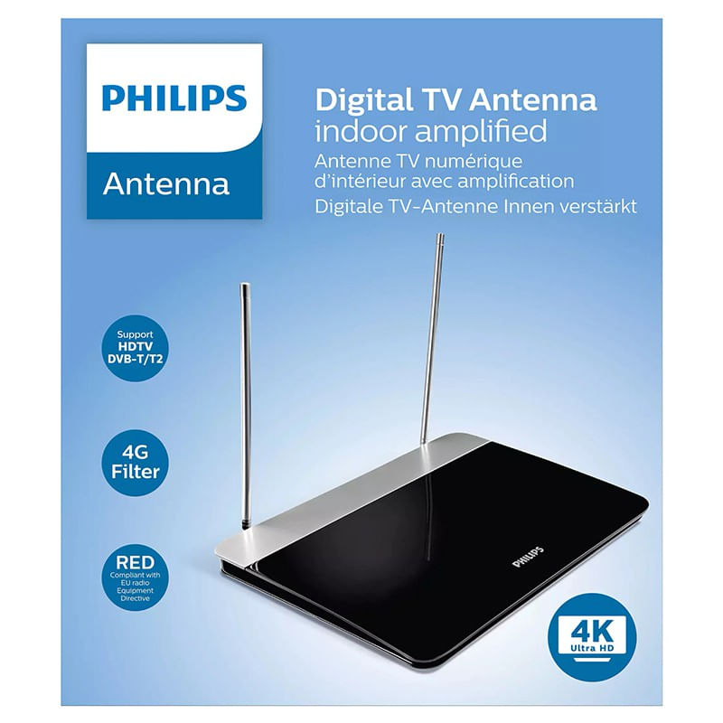 TV, Audio-Video si Foto - Accesorii TV si audio - Antene TV si accesorii - Antena TV PHILIPS 47dB DIGITALA 4K /ANALOGICA /radio FM SDV6227/12 - Infinity.ro
