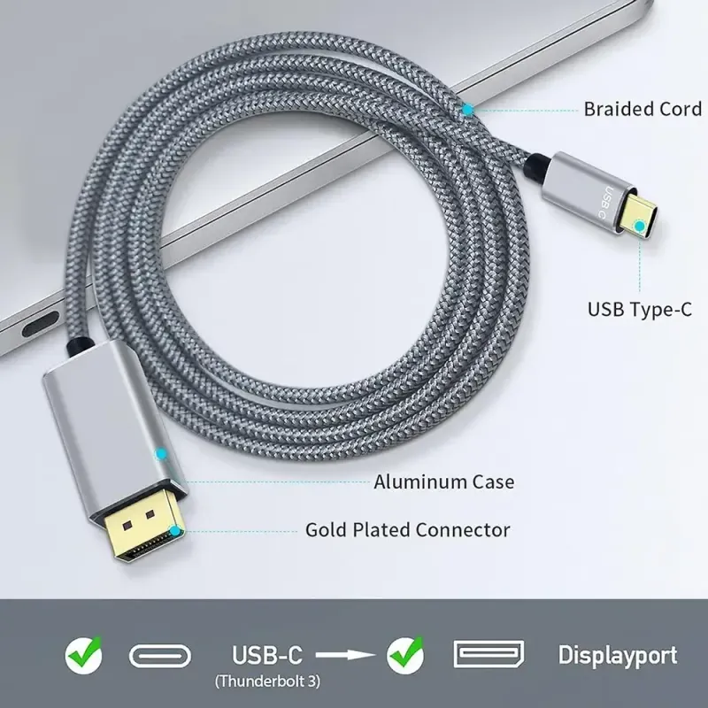 Laptop, Telefoane si Tablete - Telefoane mobile si accesorii - Accesorii Telefoane - Cabluri si adaptoare telefoane - Cablu 8K /60Hz USB3.1 USB-C tata la DisplayPort tata 1.8m - Infinity.ro