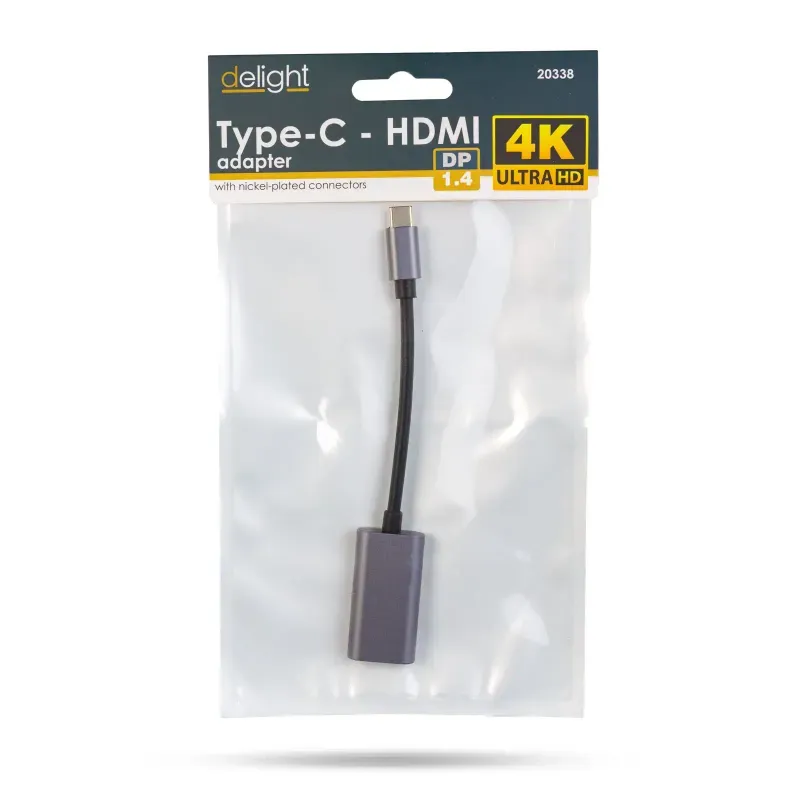 Laptop, Telefoane si Tablete - Telefoane mobile si accesorii - Accesorii Telefoane - Cabluri si adaptoare telefoane - Cablu adaptor USB-C la HDMI v1.4 4K 30Hz 16cm delight 20338 - Infinity.ro