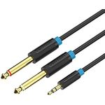 TV, Audio-Video si Foto - Accesorii TV si audio - Cabluri si adaptoare audio - Cablu audio 3m 4mm Jack 3.5 mm 3pin mufa tata - 2x Jack 6.3 mm mufa tata cupru aurit negru PVC VENTION BACBI - Infinity.ro