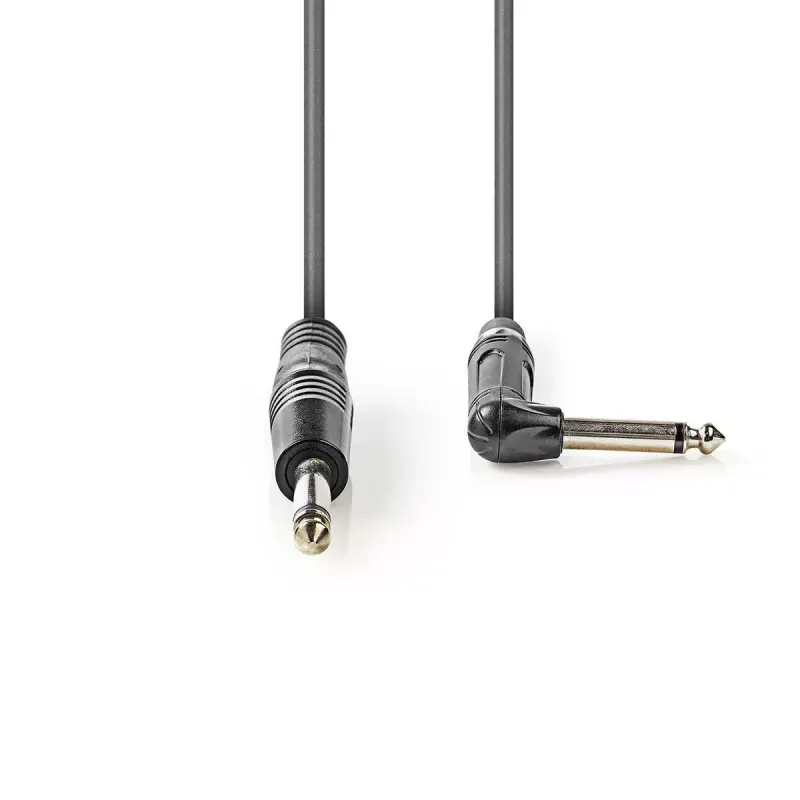 TV, Audio-Video si Foto - Accesorii TV si audio - Cabluri si adaptoare audio - Cablu audio Jack mono 6.35 mm tata - 6.35 mm tata cotit 5m gri NEDIS - Infinity.ro