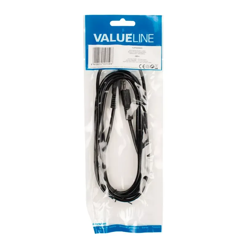 TV, Audio-Video si Foto - Accesorii TV si audio - Cabluri si adaptoare audio - Cablu audio Jack Stereo 3.5 mm tata - Jack Stereo 3.5 mm tata negru 2m Valueline - Infinity.ro