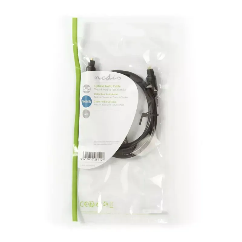 TV, Audio-Video si Foto - Accesorii TV si audio - Cabluri si adaptoare audio - Cablu Audio Optic 1m Toslink tata - Toslink tata 1m negru Nedis - Infinity.ro
