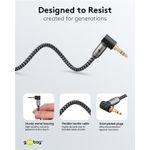 TV, Audio-Video si Foto - Accesorii TV si audio - Cabluri si adaptoare audio - Cablu audio stereo 2m textil impletit Jack 3.5 mm - 3.5 mm 90 grade tata-tata aurit Goobay 65279 - Infinity.ro