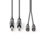 TV, Audio-Video si Foto - Accesorii TV si audio - Cabluri si adaptoare audio - Cablu audio stereo 2x 6.35 mm Jack tata - 2x RCA tata 1.5m gri Nedis - Infinity.ro