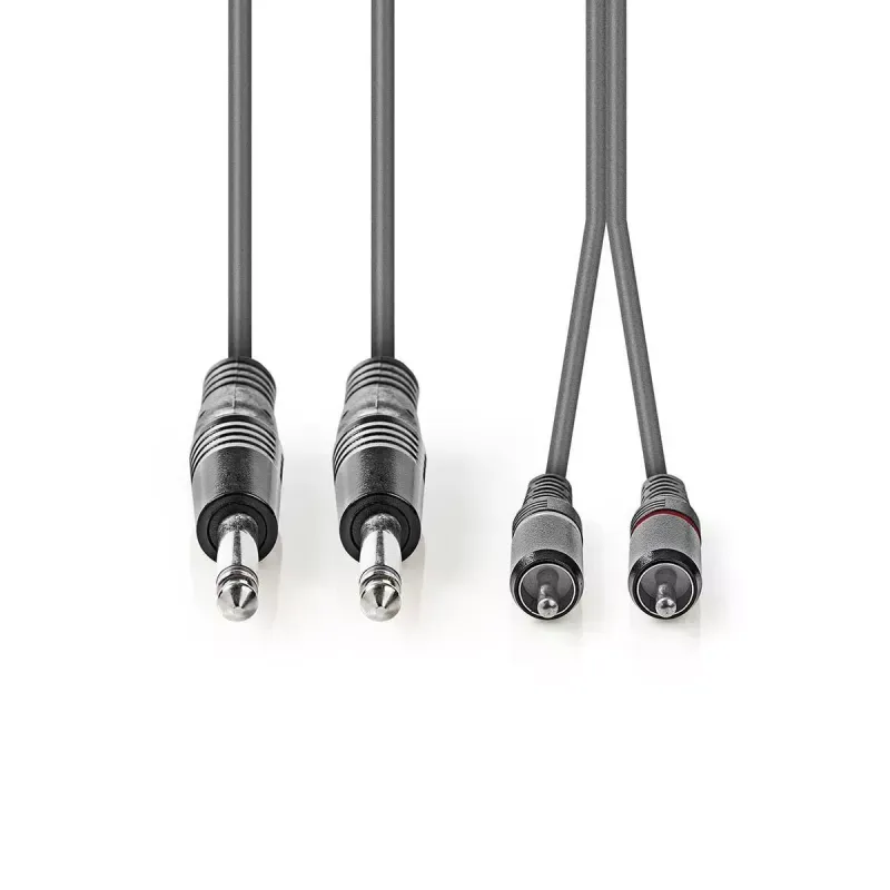 TV, Audio-Video si Foto - Accesorii TV si audio - Cabluri si adaptoare audio - Cablu audio stereo 2x 6.35 mm Jack tata - 2x RCA tata 1.5m gri Nedis - Infinity.ro