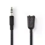 TV, Audio-Video si Foto - Accesorii TV si audio - Cabluri si adaptoare audio - Cablu Audio Stereo Jack 3.5 mm tata - 2x 3.5 mm mama 0.2m Nedis - Infinity.ro