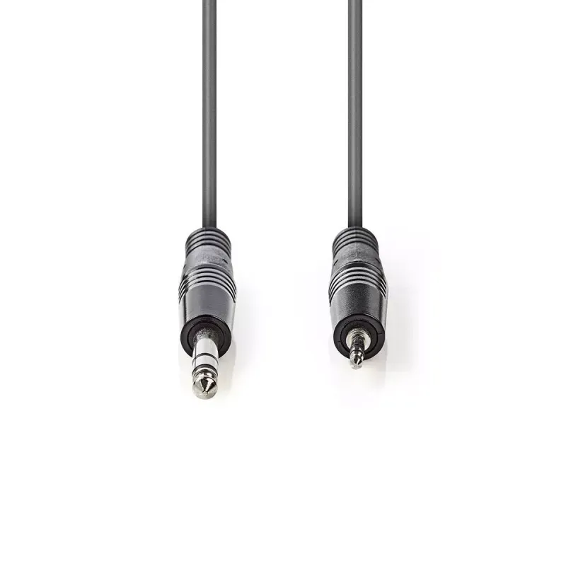 TV, Audio-Video si Foto - Accesorii TV si audio - Cabluri si adaptoare audio - Cablu audio stereo Jack 6.35 mm Tata - 3.5 mm Tata 1.5m gri Nedis - Infinity.ro