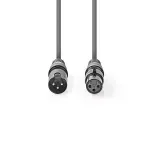 TV, Audio-Video si Foto - Accesorii TV si audio - Cabluri si adaptoare audio - Cablu audio XLR 3-Pini tata - XLR 3-Pini mama Balansat 0.5m GrI NEDIS - Infinity.ro
