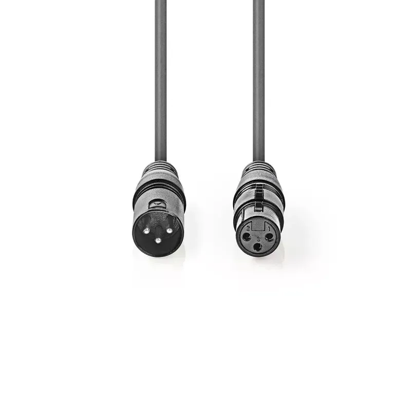 TV, Audio-Video si Foto - Accesorii TV si audio - Cabluri si adaptoare audio - Cablu audio XLR 3-Pini tata - XLR 3-Pini mama Balansat 0.5m GrI NEDIS - Infinity.ro