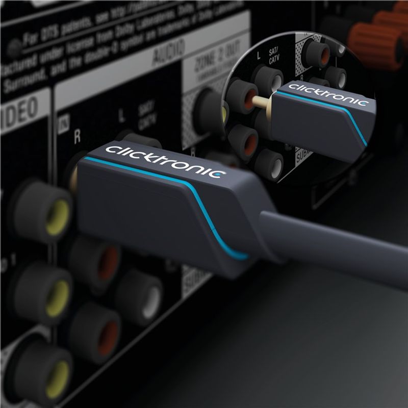 TV, Audio-Video si Foto - Accesorii TV si audio - Cabluri si adaptoare audio - Cablu audio-video Profesional 1x RCA tata-tata 10m 75ohm OFC cupru dublu ecaranat AWG24 aurit Clicktronic 70449 - Infinity.ro